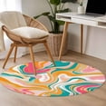 thumbnail image 4 of Round Rugs 3Ft, Colorful Moire Round Area Rug Washable Indoor Throw Carpet, Art Abstract Geometric Modern Small Non Slip Circle Rug for Bedroom Living Room Home Decor Aesthetic, 4 of 8