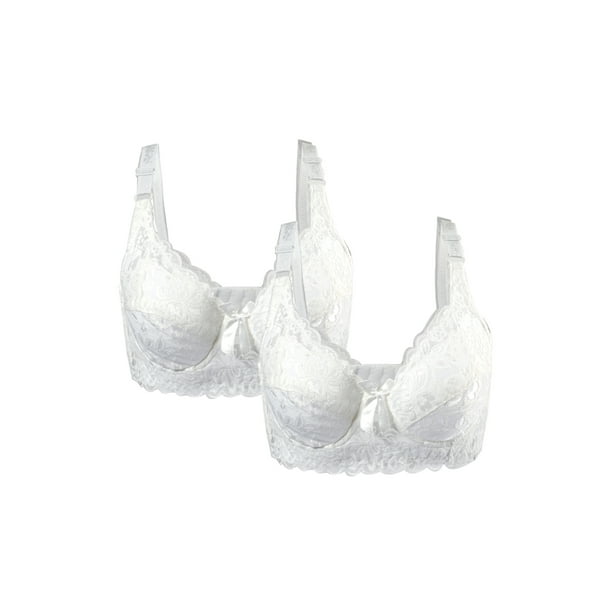 Sostén con aros de flores acolchado de cobertura total para mujer de talla grande INSPIRE CHIC blanco - 2 piezas 40/90 ajuste 38B/C