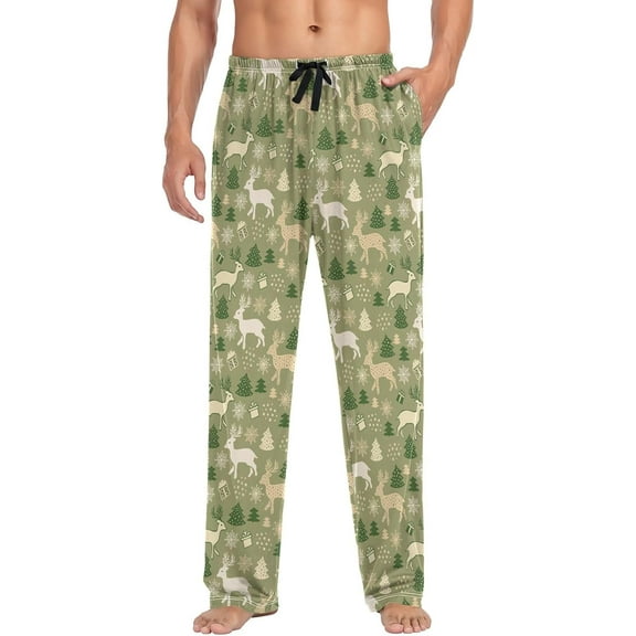SKQIT Men's Pajama Pants Christmas Deer Soft Lounge Sleepwear Pjs Bottoms with Pockets