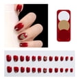 thumbnail image 1 of 24 Pcs Faux Ongles Rouges Brillants Cœur 3D Faux Ongles pour Femmes et Filles Colle Gelée, 1 of 1