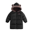 thumbnail image 2 of Spazoro Girls Hooded Puffer Coat, with Pockets Regular Fit Long Sleeve Solid Color Fleece Lined Hood Zip Up Mid‑Length Winter Jacket for Kids Black Size 2-3 T, 2 of 6