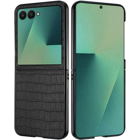 XPM for Samsung Galaxy Z Flip 7 Phone Case, PU Vegan Leather Case, Premium Snap-On Hard Shell Cover, Slim Fit Protective Matte Finish Cover for Galaxy Z Flip 7 (Black)