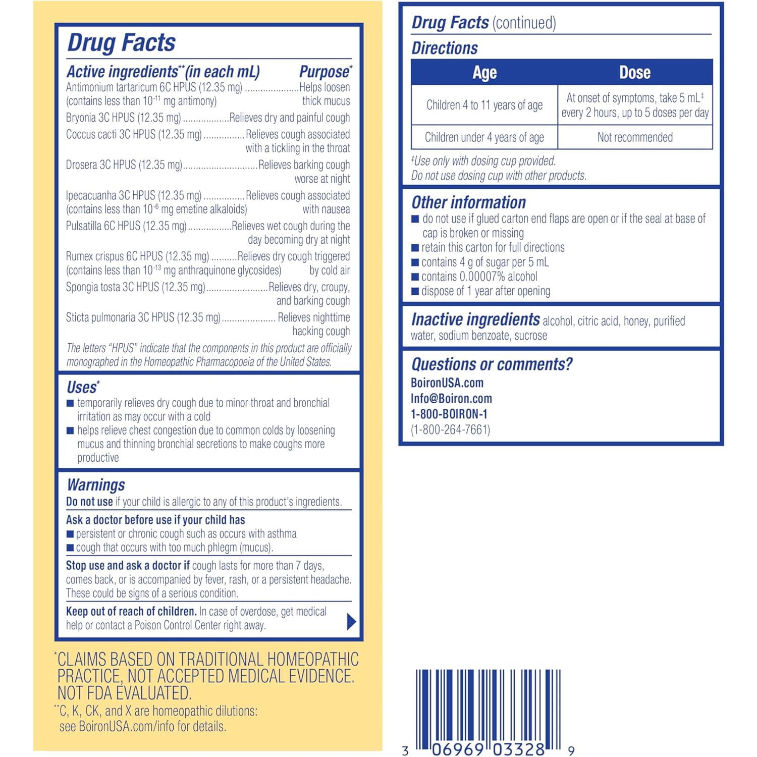 Boiron Chestal Kids Honey Cough Syrup, Homeopathic Medicine for Cough & Chest Congestion, 6.7oz