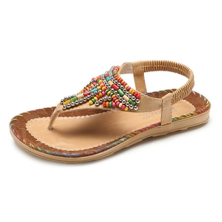 

Cathalem Espadrille Wedge Sandals for Women under 30 String Bead Casual Ladies Sandals Shoes Women Beach Women s sandals Sandal Khaki 7