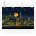 thumbnail image 2 of San Francisco, California, Skyline and Full Moon (36x54 Giclee Gallery Art Print, Vivid Textured Wall Decor), 2 of 3