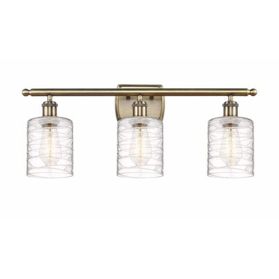 516-3W-AB-G1113-LED-Innovations Lighting-Cobbleskill - 3 Light Bath Vanity In Art Nouveau Style-9 Inches Tall and 26 Inches Wide Antique Brass Clear