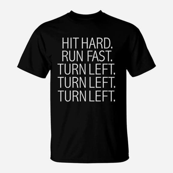 Hit Hard Run Fast Turn Left Baseball Pitcher TShirt
