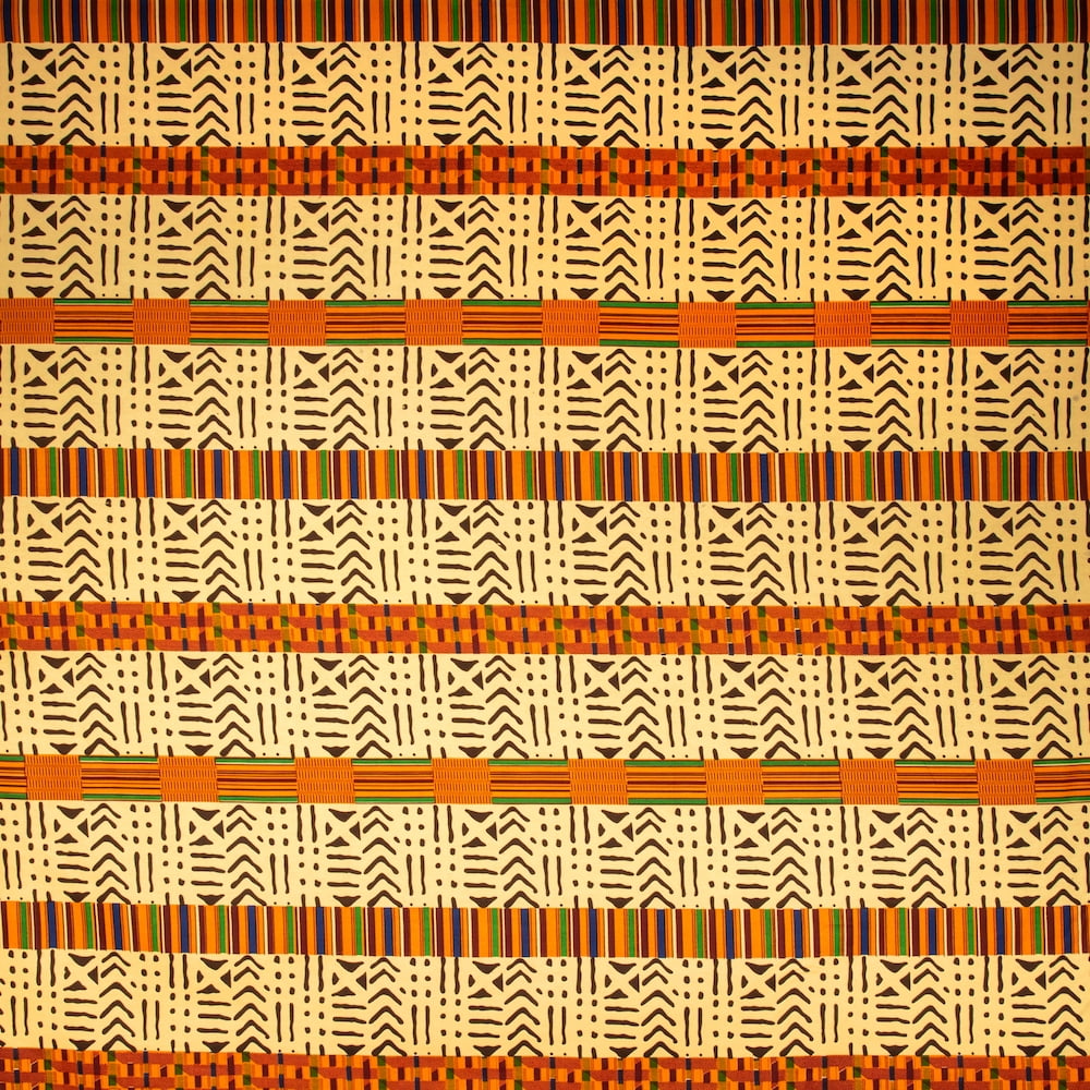 Kente African Print Fabric Cotton Ankara 44 Inches Sold By The Yard (19009-1)
