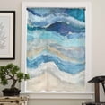 thumbnail image 4 of Blue Coastal Semi Sheer Curtains Drapes for Living Room, Bedroom, French Doors Window 63 Inches Long, Summer Beach Nautical Abstract Art Rod Pocket Chiffon Curtain Drapery Voile Draperies Panel, 4 of 6
