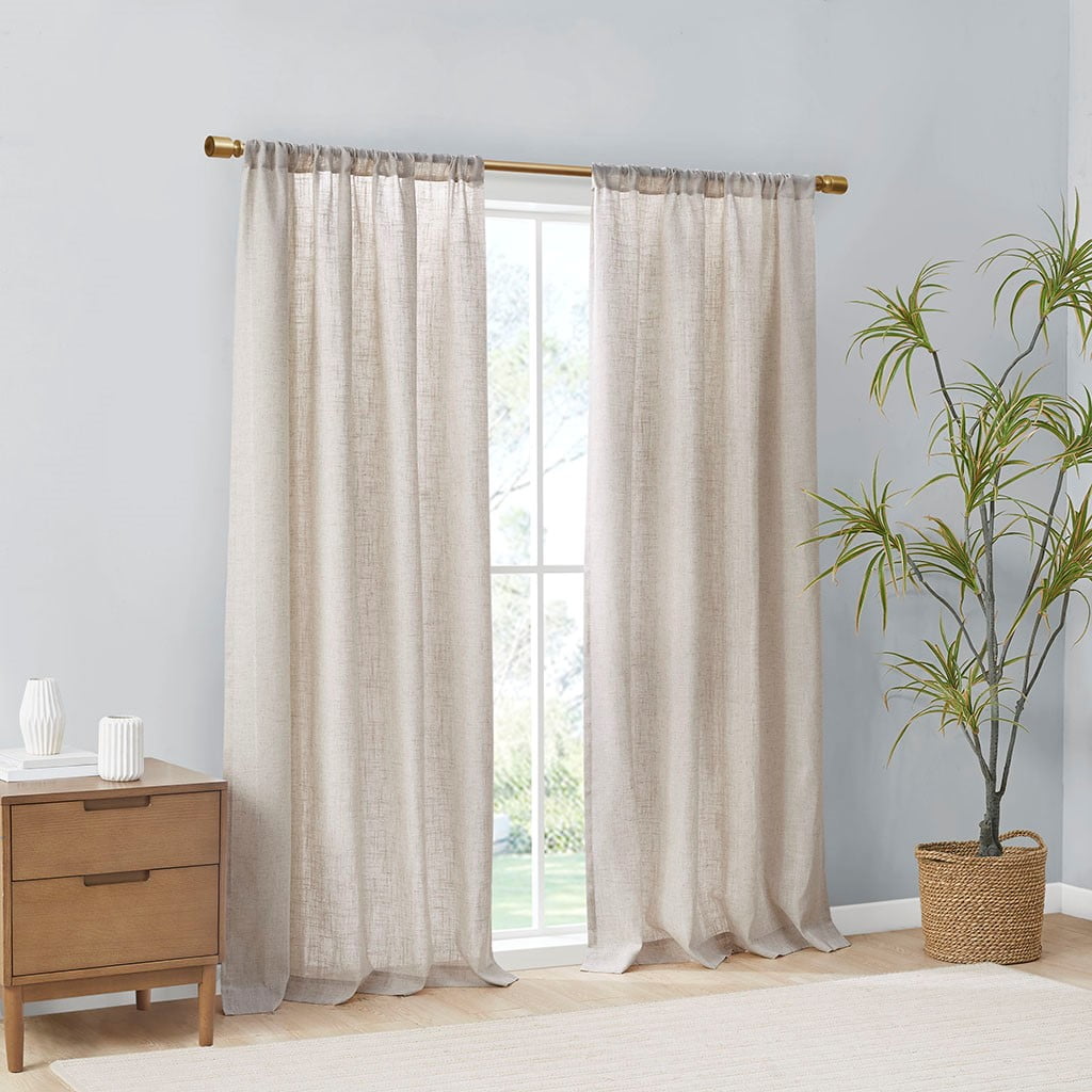 MAYEERTY Linen Blend Light Filtering Curtain Panel Pair(2 Pcs Window Panels)