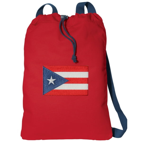 Broad Bay Cotton Canvas Puerto Rico Flag Drawstring Bag DELUXE Puerto