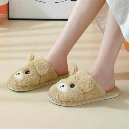 

NEGJ Men Slippers Autumn And Winter Indoor Fashion And Comfortable Cartoon Flat Bottom Non Slip Warm