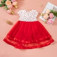 thumbnail image 5 of KAUOD Baby Girls Dress Little Heart Print Top Spliced Tutu Skirt Valentine's Day Love Bow Decoration Mesh Dresses, 5 of 8