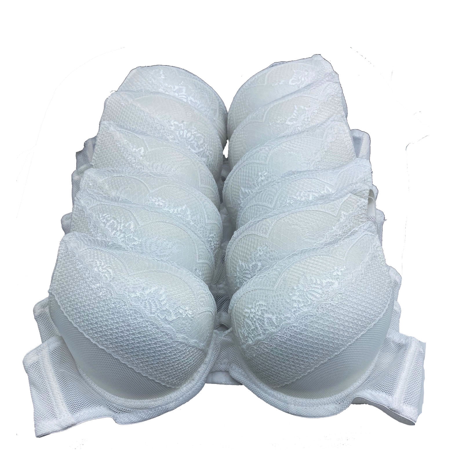 6 pcs Max Lift Power Wired Add 2 Cup Sizes T-Shirt Double Push Up Bra 32B  (4390wal) 