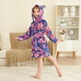 thumbnail image 2 of FORMRS Niños Bathrobe Unisex Hooded Robe Soft Plush Pajamas Sleepwear, Size 4-6T, Vibrant Art Flowers, 2 of 7