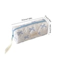 thumbnail image 3 of JHyouerji 1 Pack Cute Bowknot Cotton Pencil Case 8x4x3 Inch,Blue Large Capacity Zipper Stationery Organizer for Office Travel, 3 of 6
