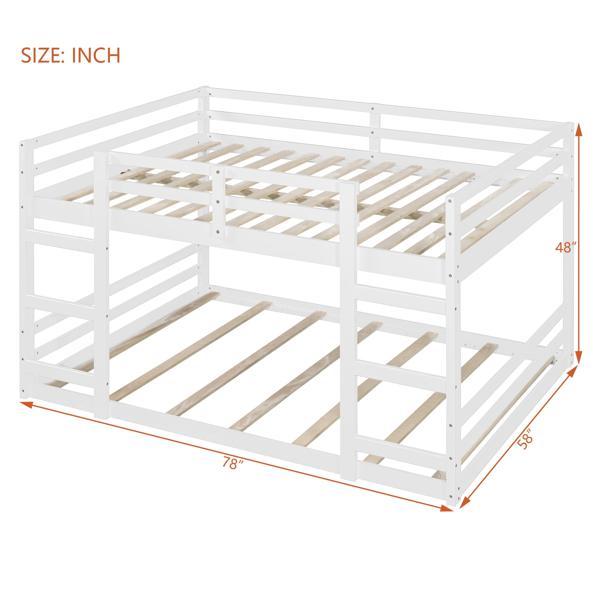 Holaki Twin Size Wood Bunk Bed with Safety Guardrails for Kids, White