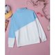 thumbnail image 3 of Jersey de mujer con cuello en V, solapa, diseño de cremallera, color de contraste, manga larga para invierno, otoño, azul claro M, 3 of 6