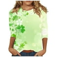 thumbnail image 2 of St Patricks Day Top Women, 3/4 Sleeve T Shirts for Women, Round Neck Blouses Tee Shirts Ladies' Casual Loose St. Patrick's Day Printed Blouse Crewneck Three Quarter Sleeves T-Shirt Top, 2 of 5