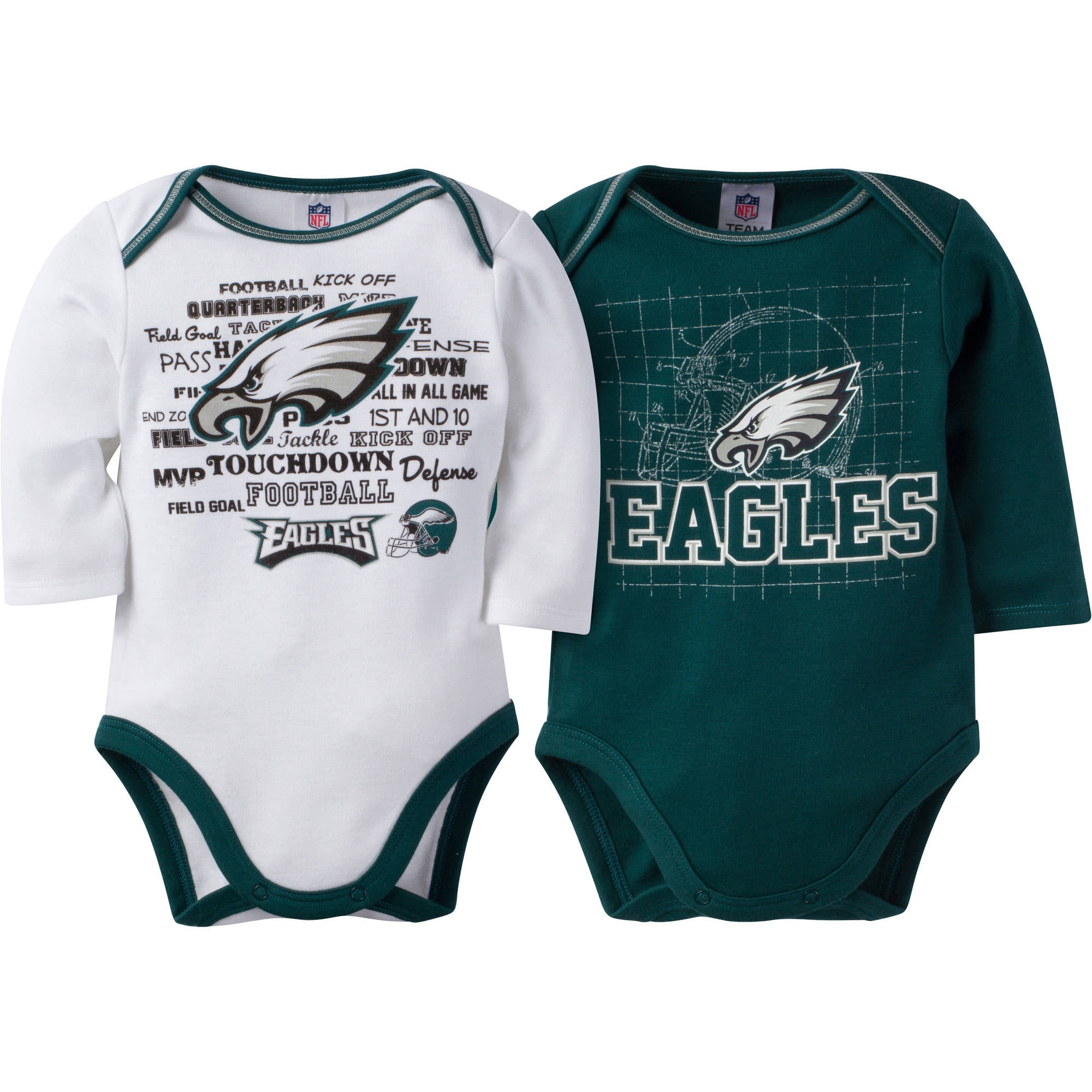 NFL Philadelphia Eagles Baby Boys Long Sleeve Bodysuit Set, 2Pack