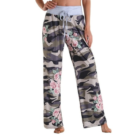 

Women s Comfy Casual Pajama Pants Floral Print Drawstring Palazzo Lounge Pants Wide Leg Loose