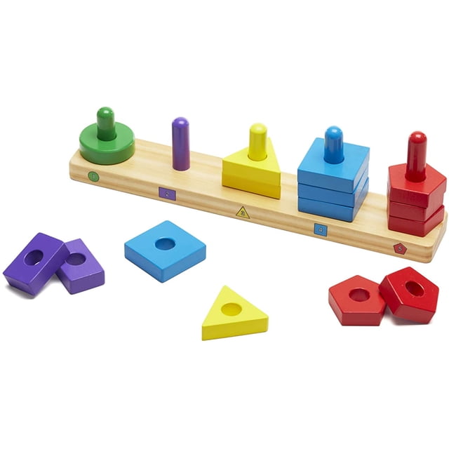 Tablero de Apilado y Clasificación Melissa & Doug Hecho de Madera Infantil Color y Forma