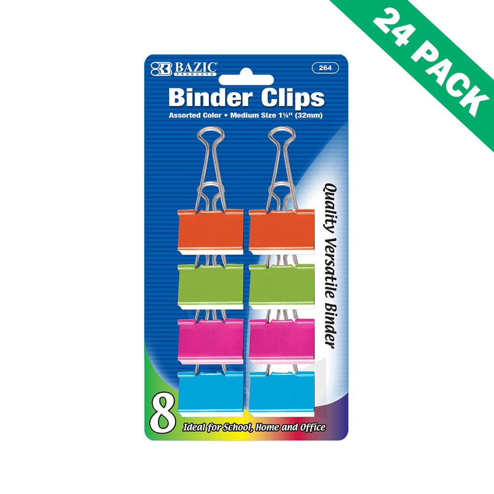 School Binder Clips, Office Colored Multi Colored Binder Clips Medium