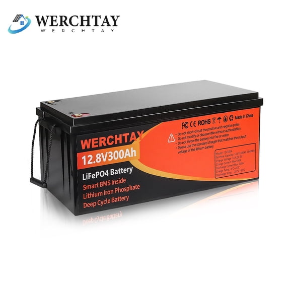 WERCHTAY 12V 300Ah Lithium Batterie LiFePO4 Akku 15000  Zyklen Solaranlage Boot RV BMS