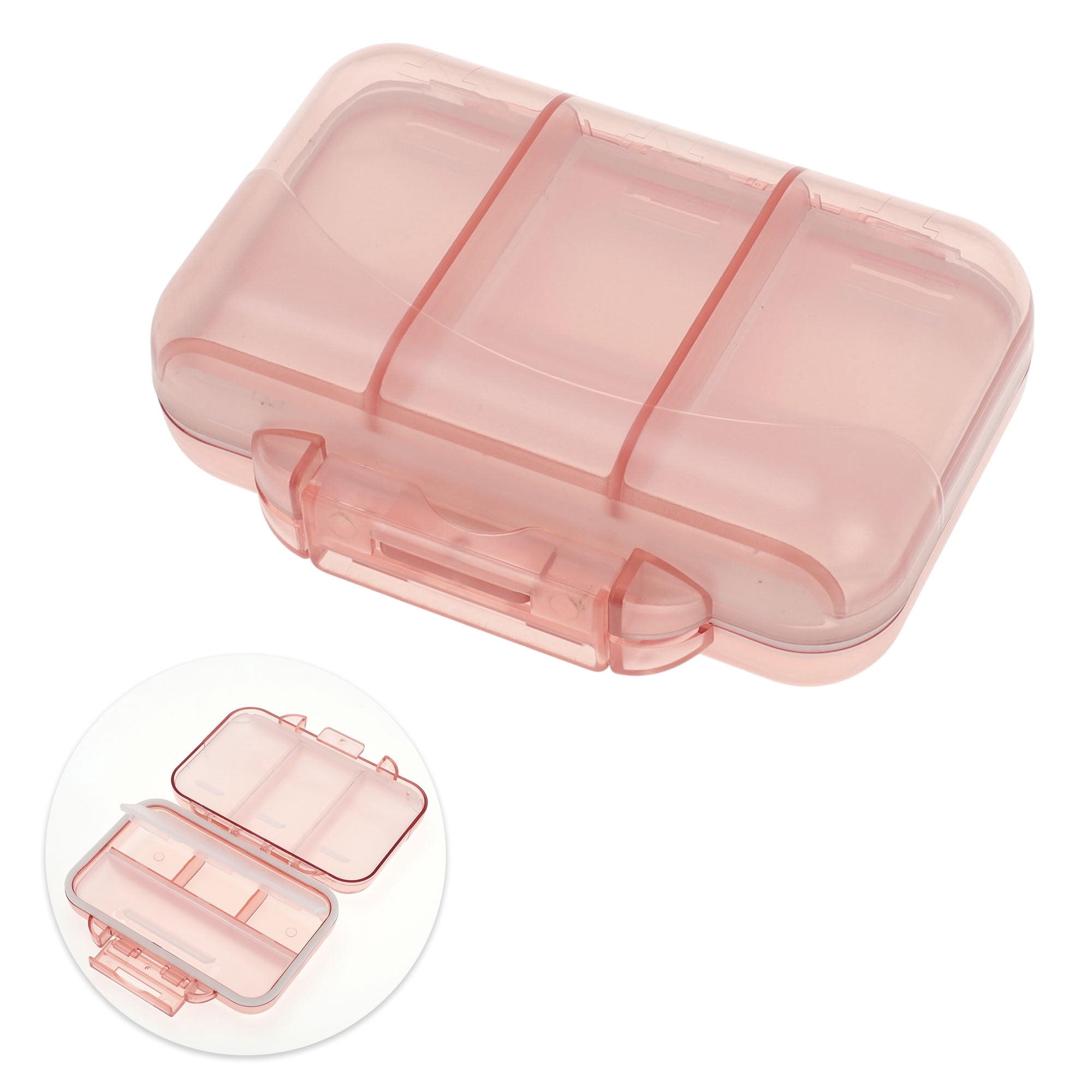Unique Bargains 7 Grids Double Layers Portable Pill Box 1 Pc Pink