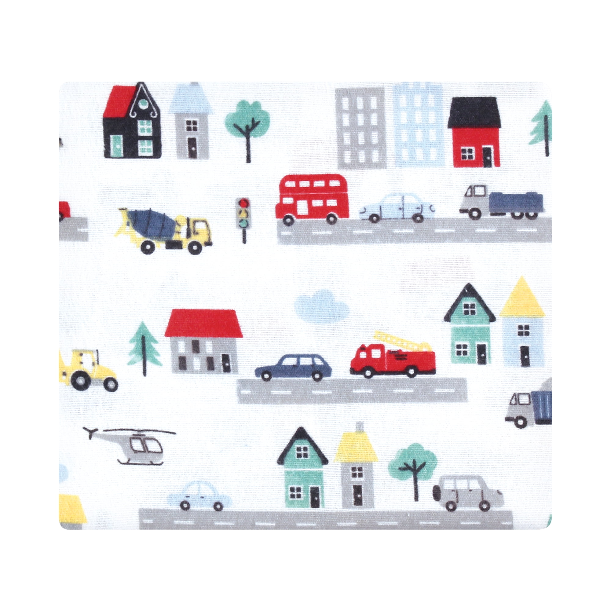 Little Treasure Hudson Baby Boys Cotton Poly Flannel Receiving Blankets Multipack, Blue City Life, 30x30 inches