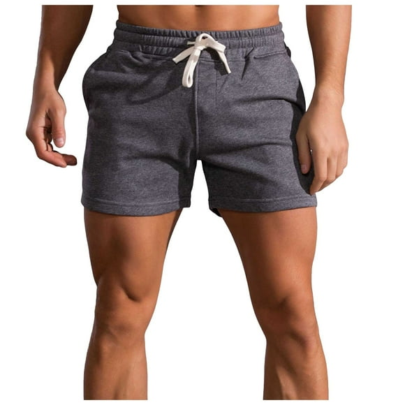 Mens Casual Shorts Cotton Sports 3 Quarter Pants Plus Size Casual Quarter Running Fitness Athletic Shorts Men Dark Gray M