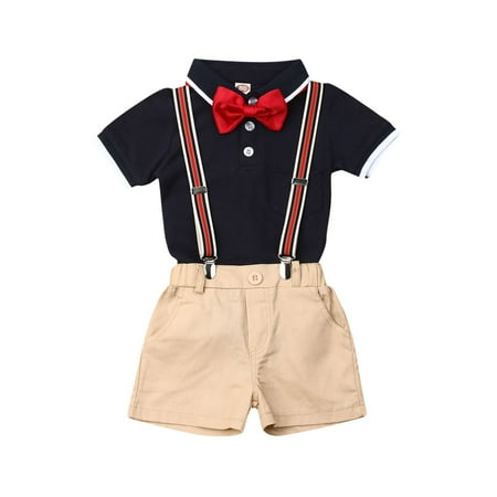 

Peyakidsaa Toddler Baby Boy Formal Suit Top+Short Pant Gentleman 2Pcs Set Clothes Outfits 9 Months-4 Years