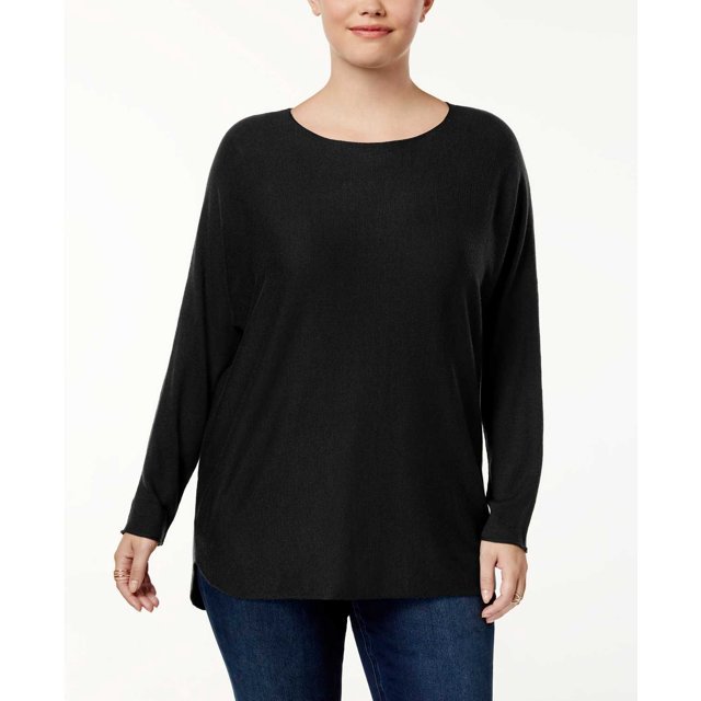 Inc International Concepts Plus Haut à Manches Longues Asymétrique (Noir, 2X)