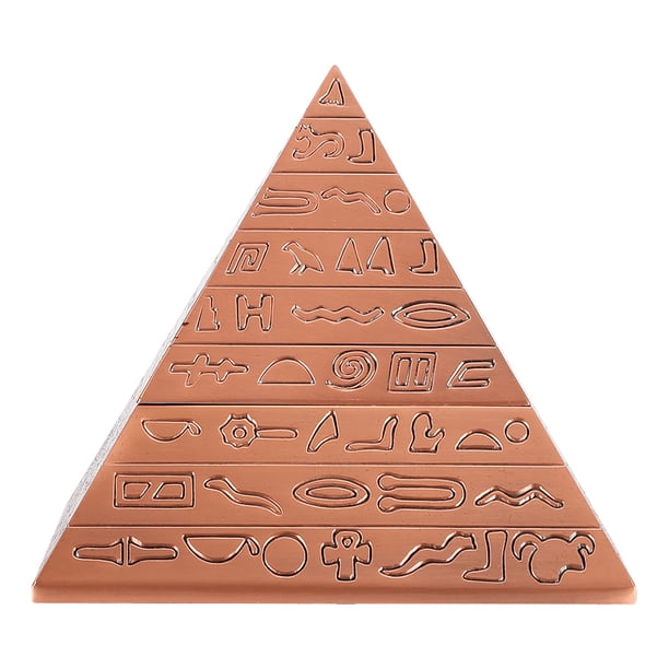 Cenicero de metal con tapa, adorno retro de oficina, regalo para fumadores, forma de pirámides egipcias (cobrizo).