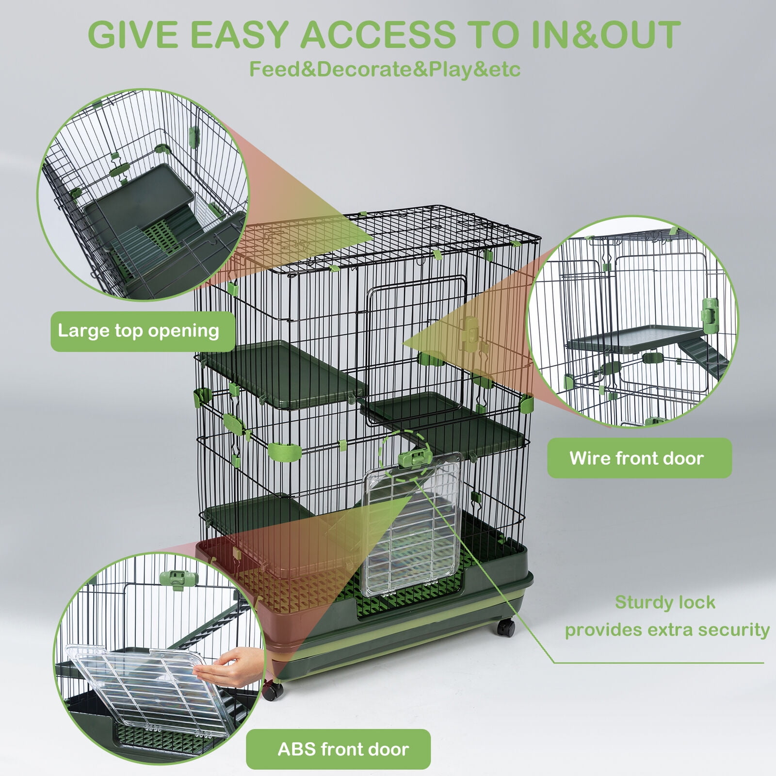 TOPCHANCES Large Ferret Cage Chinchilla Rabbit Hamster Guinea Pig House Small Pets Home