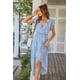 thumbnail image 3 of Vestido maxi de mujer PRETTYGARDEN azul claro con cinturón y escote en V, 3 of 8