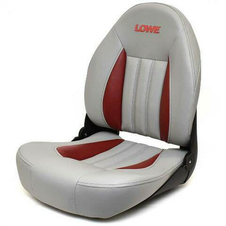 Lowe Boat Folding Fishing Seat | Gray Red Black 18 x 20 x 24 Inch