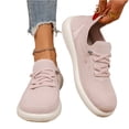 thumbnail image 4 of pwidon Women's Athletic Sneakers Lace Up Lightweight Breathable Fly Knit Cushioned Platform Comfort Walking Running Shoes Pink 5.5, 4 of 4