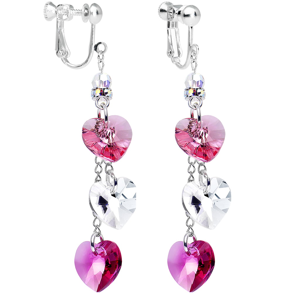 Details about   Heart Shape White Rhodium Silver CZ Pink Pearl Gemstone Earrings Jewelry