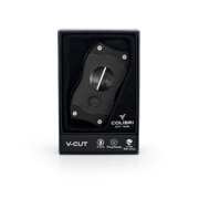 Colibri Premium Diamond V-Cut Cigar Cutter - Ergonomic Stainless Steel Spring-Loaded Blade, Ideal for up to 60+ Ring Gauge - Gift for Cigar Enthusiasts (Black & Black)
