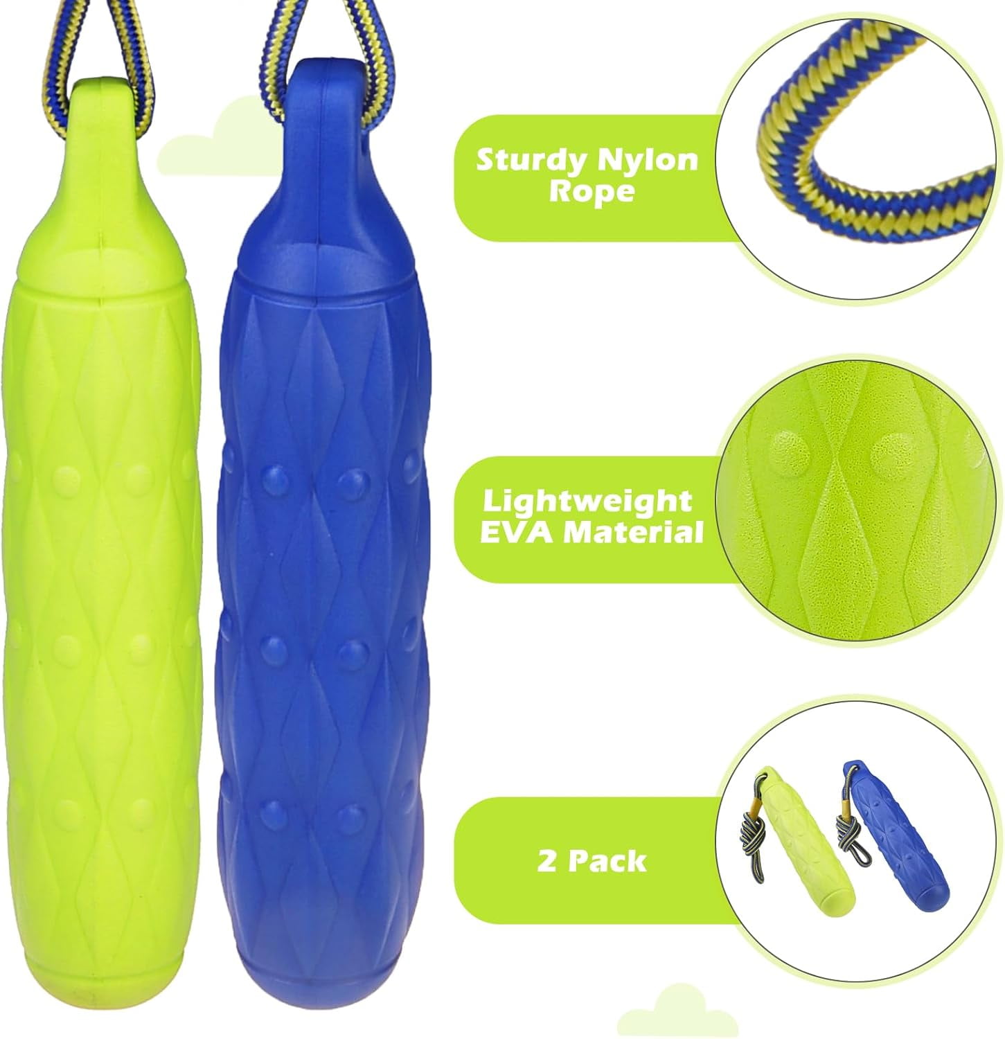 Dog Floating Toys for Water Fetch Retrieving, Interactive Pool Toys Dog Bumper Hunting Stick Training Dummy Tool, Summer Enrichment Essentials Outdoor, Not for Aggressive Breeds 2 Pack
