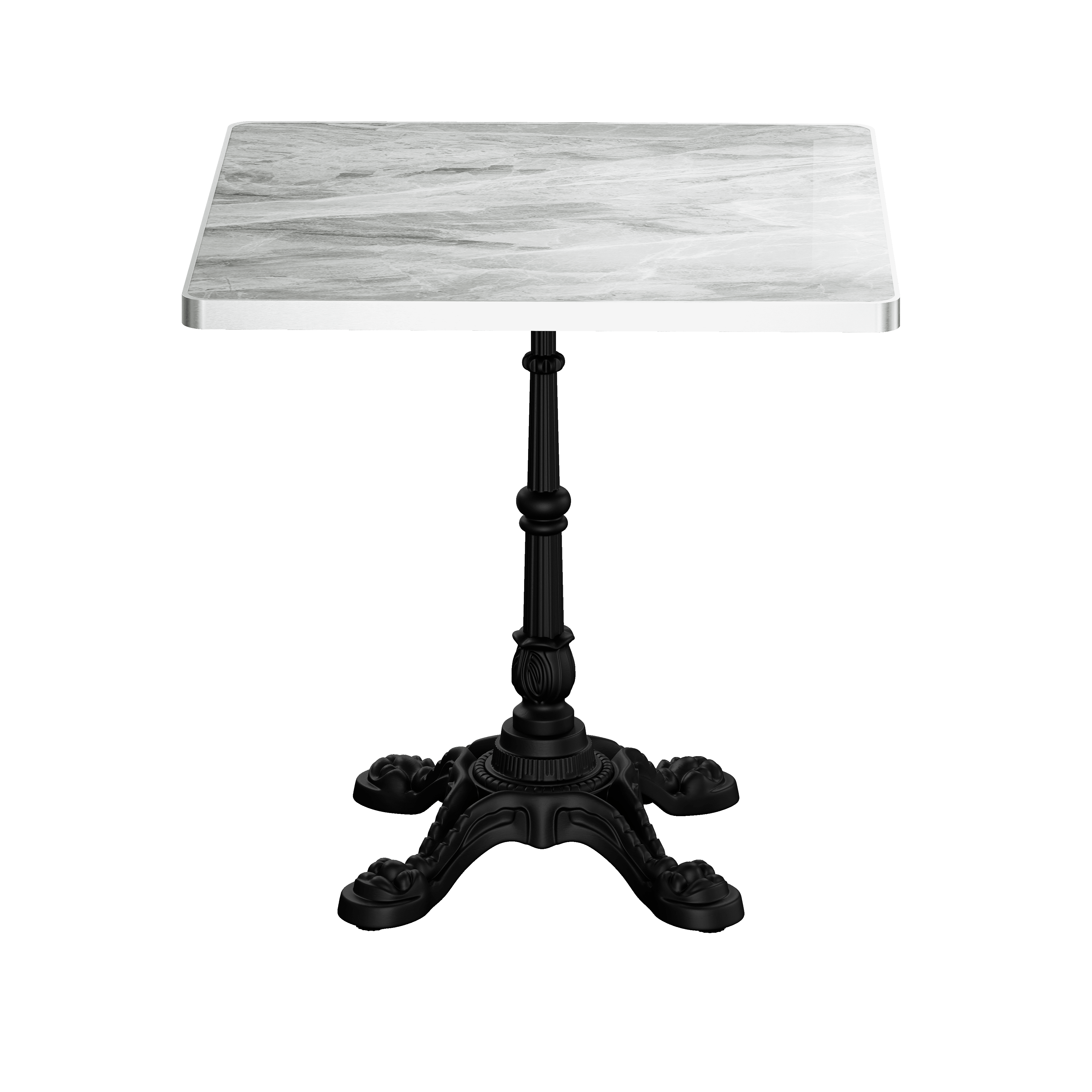 Leumius Outdoor Dining Table,Marble Stone Square Table with Heavy-Duty Cast Iron Base for Patio, Lawn, Garden,Grey