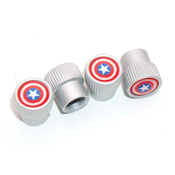 4xUniversal Fit Captain America's Shield Car Wheel Tire Air Valve Cap Stem Cover