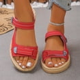 thumbnail image 6 of Miluxas Leather Platform Sandals Women Solid Color Round Toe Sandals Women Personalized Stylish Footwear Red 6.5(38), 6 of 8