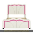 thumbnail image 6 of Twin Size Upholstered Platform Bed with Curve Shaped and Height-adjustbale Headboard,LED Light Strips,White, 6 of 13