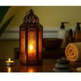 thumbnail image 5 of 3-Pack Moroccan Candle Lantern Holder - Decorative Lamp for Tabletop or Hanging Use, Indoor or Outdoor Porch Patio - Haloween, Ramadan, Weddings and Holidays, Medium, Amber/Orange, 5 of 10