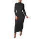thumbnail image 1 of Otoño e Invierno de las mujeres de Color de manga larga de cuello alto ceñido al cuerpo Maxi vestido ajustado Sexy vestidos largos para diario de talla grande S-2X, 1 of 6