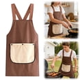 thumbnail image 2 of No-Tie Cross Back Chef Apron with 2 Removable Towel Pockets Cross-Back Kitchen Apron Comfortable Easy To Clean for Men & Women Cooking Baking Grilling BBQ (Khaki), 2 of 10
