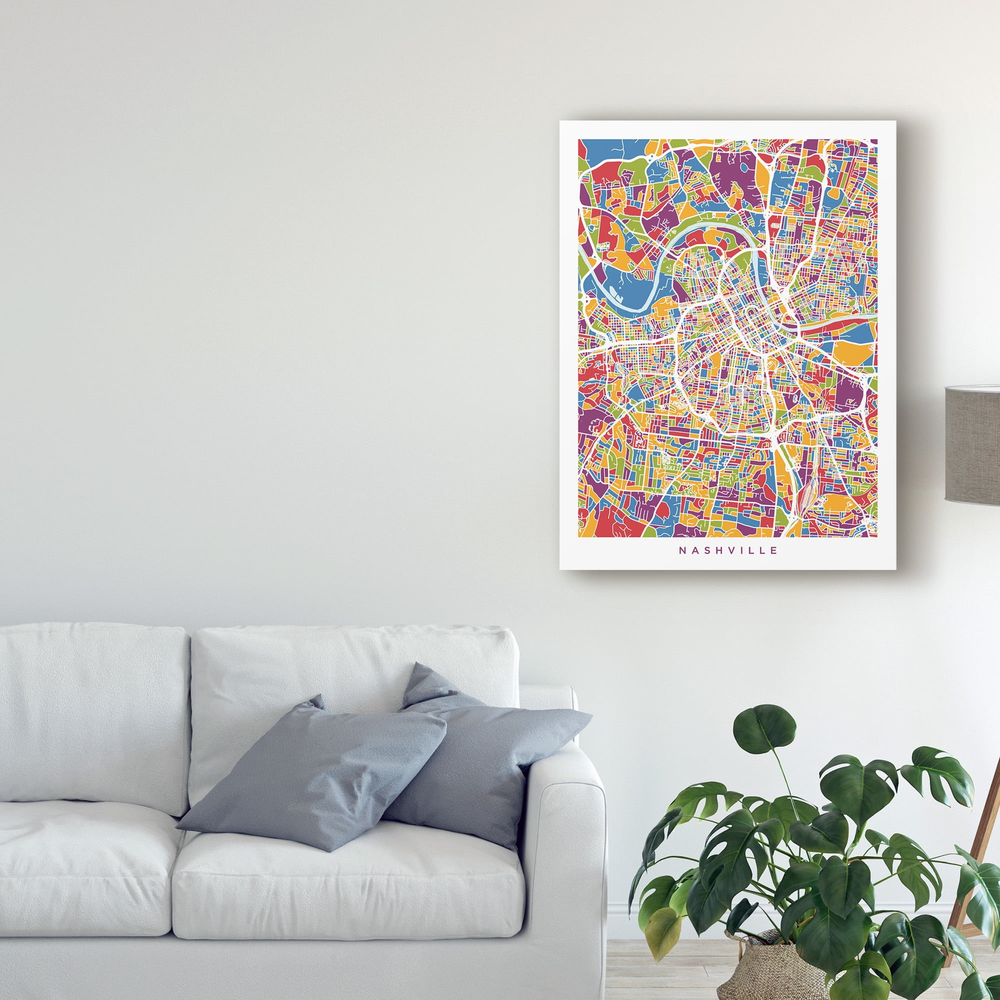 Trademark Fine Art 'Nashville Tennessee City Map Color' Canvas Art by Michael Tompsett