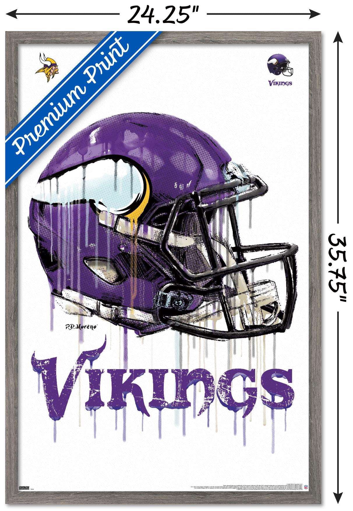NFL Minnesota Vikings - Drip Helmet 20 Wall Poster, 22.375" x 34", Framed